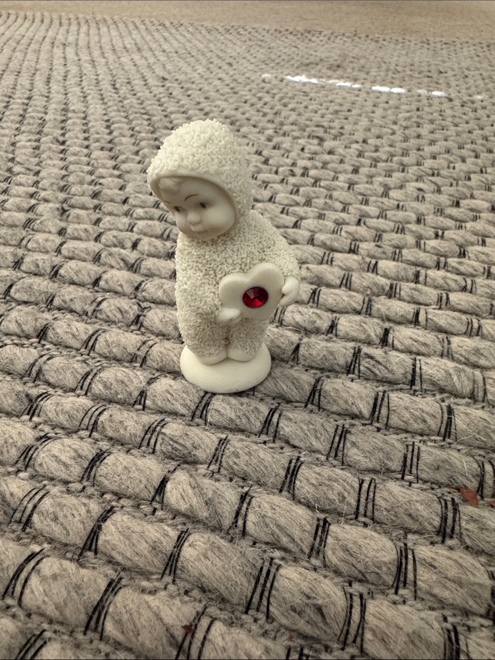 Department 56 White Ceramic Figurine with Red Jewel Accent